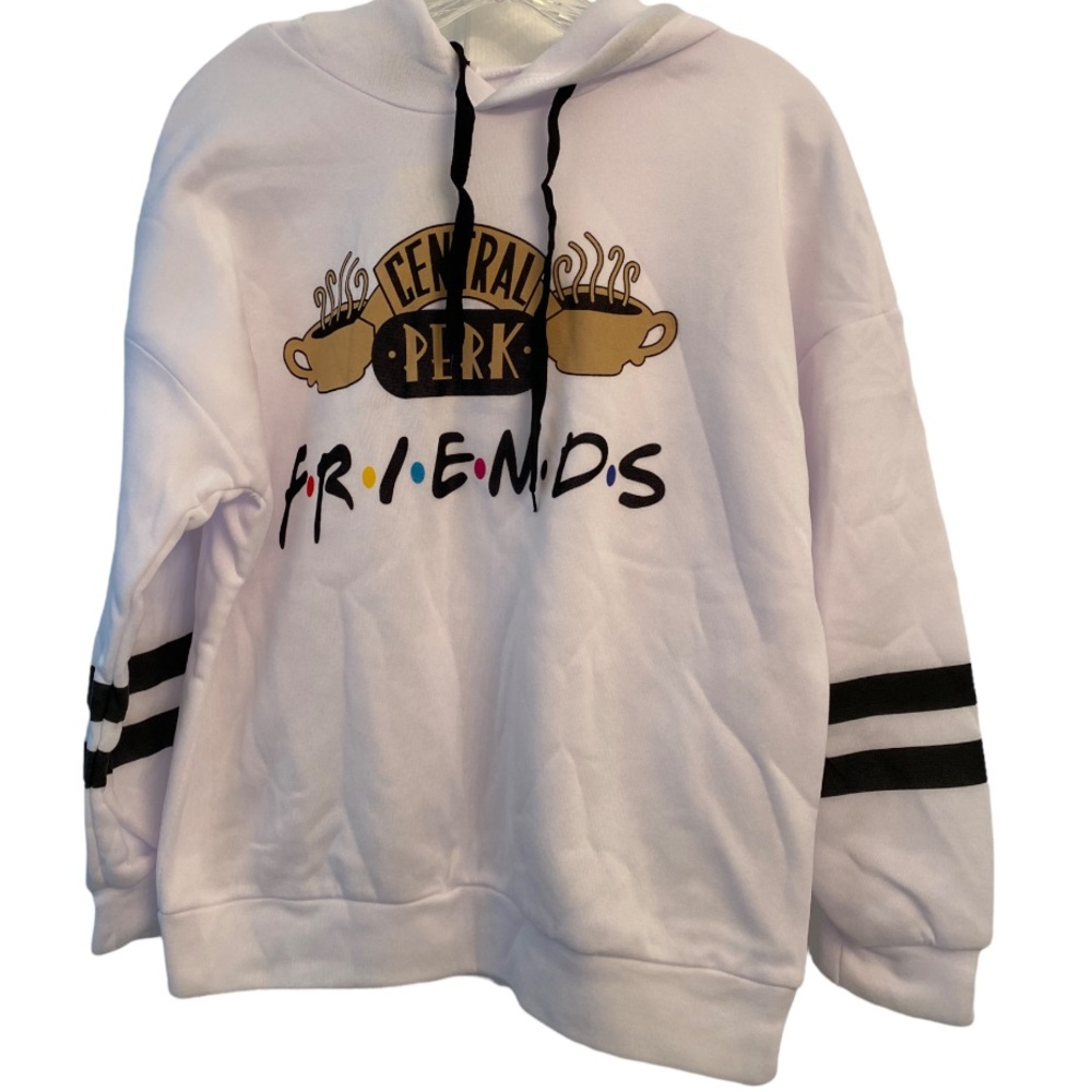 Friends Central Perk White Fleece Pullover Hoodie S NWT